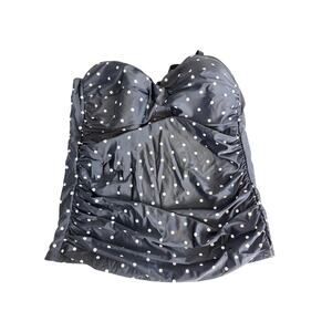 Ocean Blues Polka Dot Tankini Swim Top Black White Women Size XXL Ruched